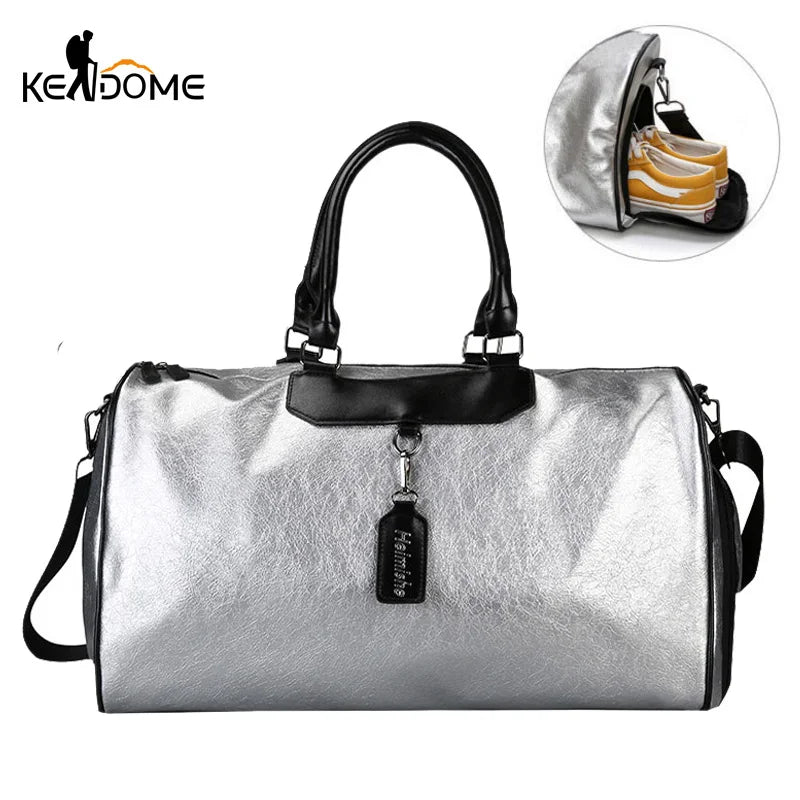 Classy Silver Gym Bag with Bag Tag