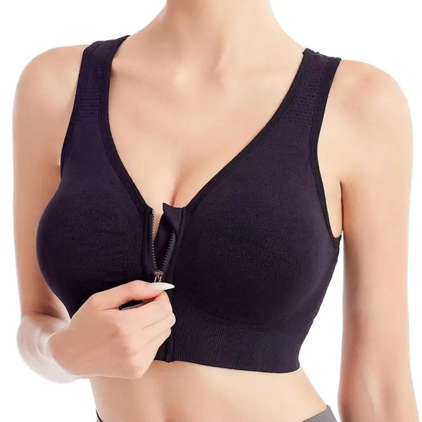 Front Zipper Seamless Sport Bra