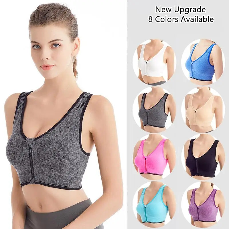 Front Zipper Seamless Sport Bra